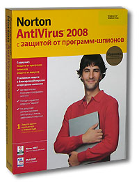 Norton Antivirus 2008 c защитой от программ-шпионов (русская версия) Прикладная программа CD-ROM, 2007 г Издатель: Symantec; Разработчик: Symantec коробка RETAIL BOX Что делать, если программа не запускается? инфо 6751f.